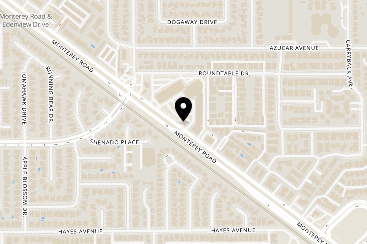 Map showing the location of Papas and Eggs Edanvale on 5292 Monterey Rd in San Jose